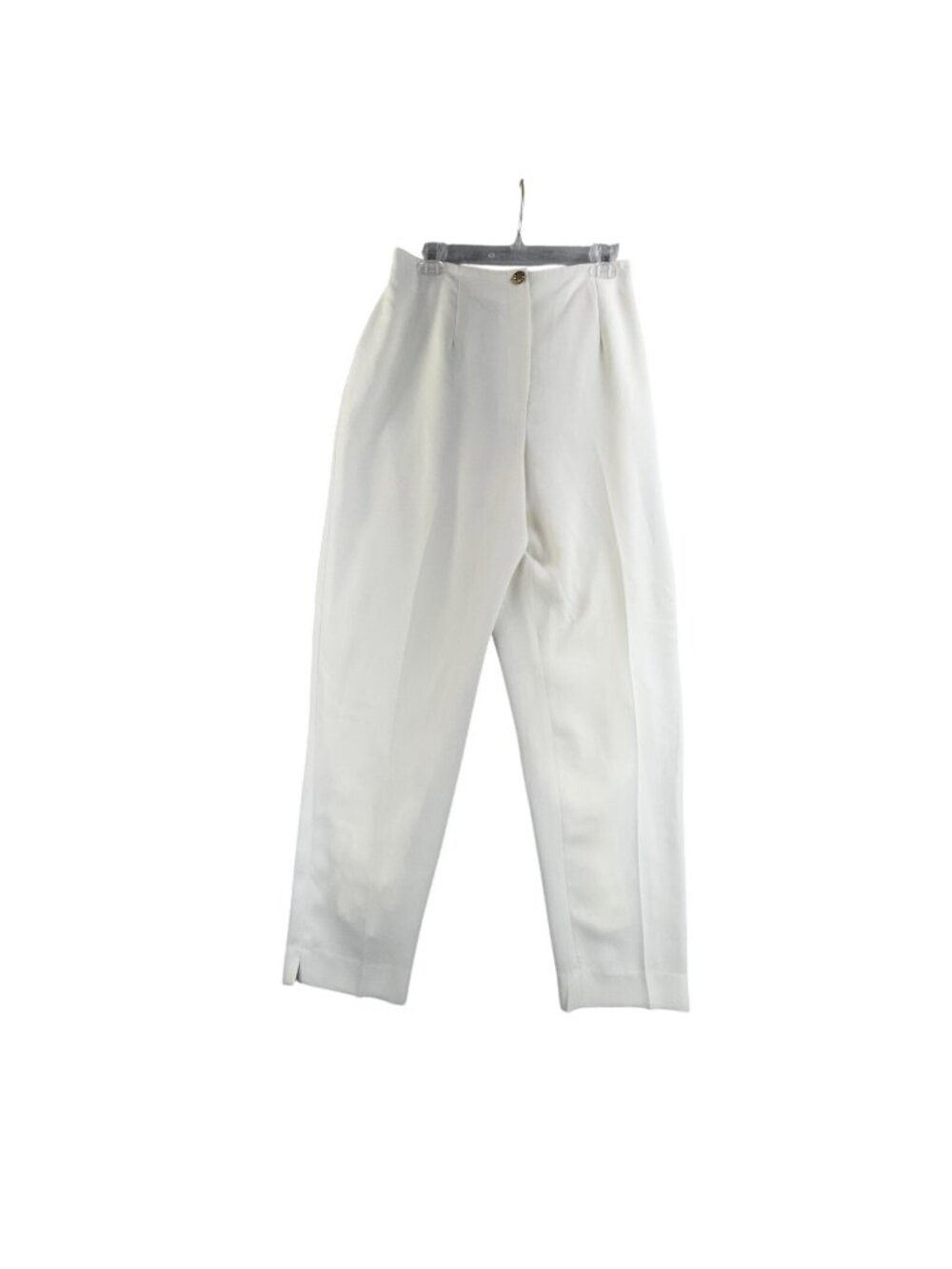 Vintage Criscione Dress Pants Womens Medium White Crepe Pleated Tapered USA Made - Picture 1 of 16